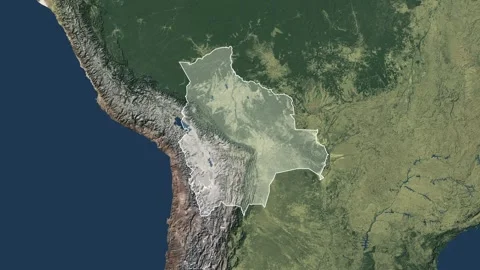 Zoom in from World Map to Bolivia, Districts appear in the last 5 sec Video stock 258588913