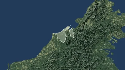 Zoom in from World Map to Brunei, Districts appear in the last 5 sec Video stock 258588042