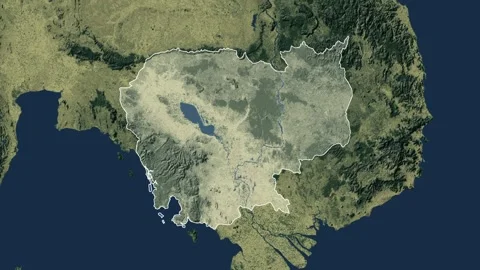 Zoom in from World Map to Cambodia, Districts appear in the last 5 sec Stock Footage 258588255