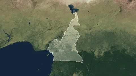 Zoom in from World Map to Cameroon, Districts appear in the last 5 sec Video stock 258588332