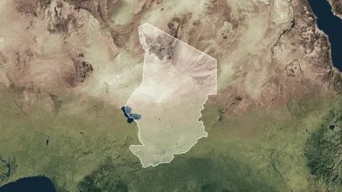 Zoom in from World Map to Chad, Districts appear in the last 5 sec Video stock 258588680