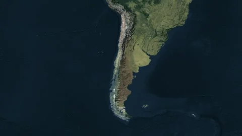 Zoom in from World Map to Chile, Districts appear in the last 5 sec Video stock 258588061