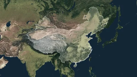 Zoom in from World Map to China, Districts appear in the last 5 sec Video stock 258588937