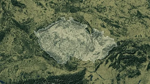 Zoom in from World Map to Czechia, Districts appear in the last 5 sec Video stock 261436038