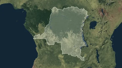 Zoom in from World Map to Democratic Republic of the Congo, DRC Video stock 261435984