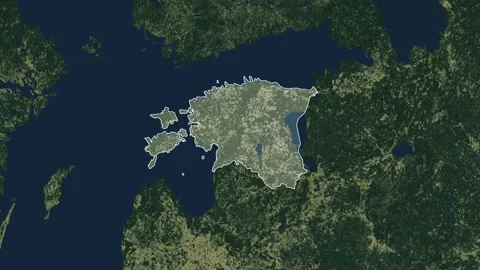 Zoom in from World Map to Estonia, Districts appear in the last 5 sec Video stock 261435529