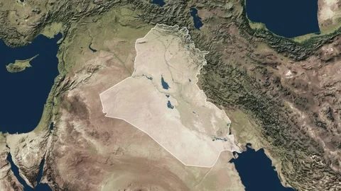 Zoom in from World Map to Iraq, Districts appear in the last 5 sec Video stock 273610585