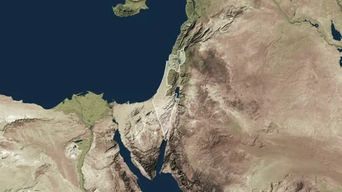 Zoom in from World Map to Israel, Districts appear in the last 5 sec Video stock 273610017
