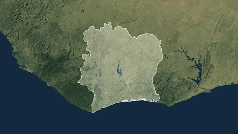 Zoom in from World Map to Ivory Coast, Districts appear in the last 5 sec Video stock 273610292