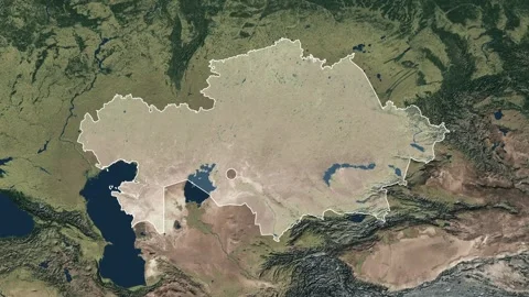 Zoom in from World Map to Kazakhstan, Districts appear in the last 5 sec Video stock 273610631