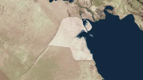 Zoom in from World Map to Kuwait, Districts appear in the last 5 sec Video stock 273609653