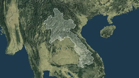 Zoom in from World Map to Laos, Districts appear in the last 5 sec Stock Footage 273610474