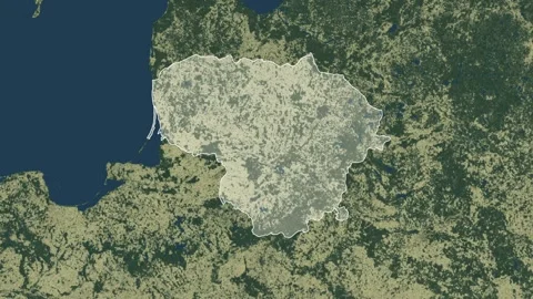 Zoom in from World Map to Lithuania, Districts appear in the last 5 sec Video stock 273610261