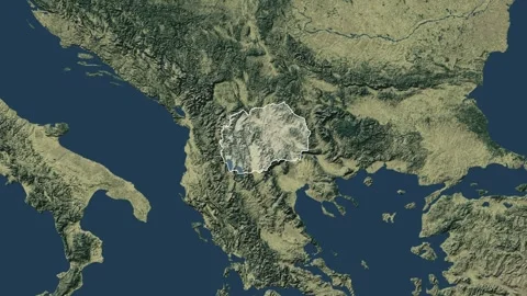 Zoom in from World Map to Macedonia, Districts appear in the last 5 sec Video stock 273610340
