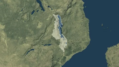 Zoom in from World Map to Malawi, Districts appear in the last 5 sec Video stock 273610517