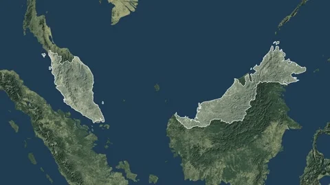 Zoom in from World Map to Malaysia, Districts appear in the last 5 sec Stock Footage 273609945