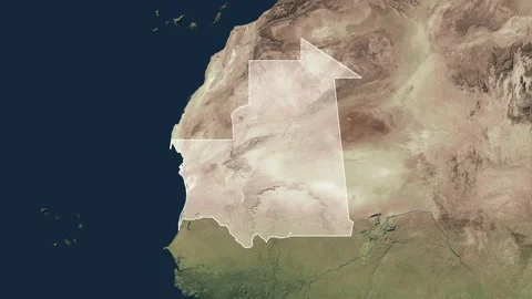Zoom in from World Map to Mauritania, Districts appear in the last 5 sec Video stock 273609873
