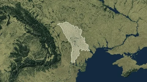Zoom in from World Map to Moldova, Districts appear in the last 5 sec Video stock 270101481