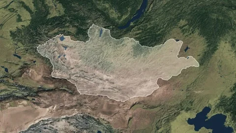 Zoom in from World Map to Mongolia, Districts appear in the last 5 sec Video stock 270101588