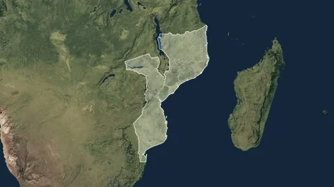 Zoom in from World Map to Mozambique, Districts appear in the last 5 sec Video stock 270101455