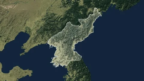 Zoom in from World Map to North Korea, Districts appear in the last 5 sec Stock-Footage 270101317