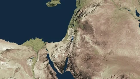 Zoom in from World Map to Palestine, Districts appear in the last 5 sec Stock-Footage 270101232