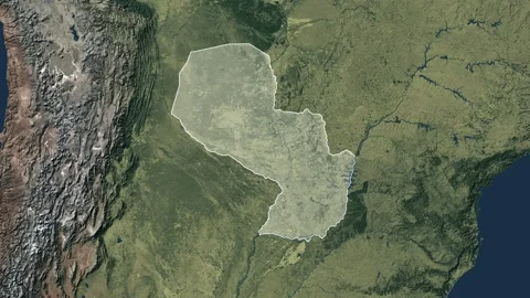 Zoom in from World Map to Paraguay, Districts appear in the last 5 sec Video stock 270101609