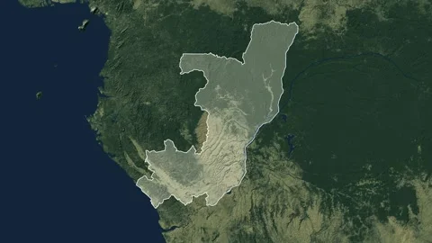 Zoom in from World Map to Republic of the Congo, Video stock 270101337