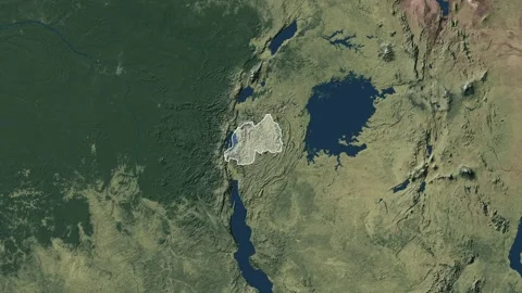 Zoom in from World Map to Rwanda, Districts appear in the last 5 sec Video stock 270101509