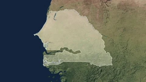 Zoom in from World Map to Senegal, Districts appear in the last 5 sec Video stock 270101214