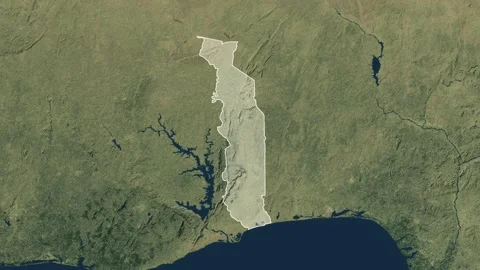 Zoom in from World Map to Togo, Districts appear in the last 5 sec Stock-Footage 261435744