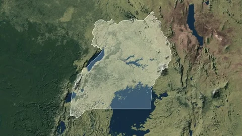 Zoom in from World Map to Uganda, Districts appear in the last 5 sec Stock Footage 266293321