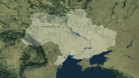 Zoom in from World Map to Ukraine, Districts appear in the last 5 sec Video stock 266294662