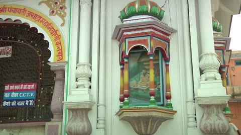 Zoom WS of monastery building in Haridwar, India Stock Footage 58636930