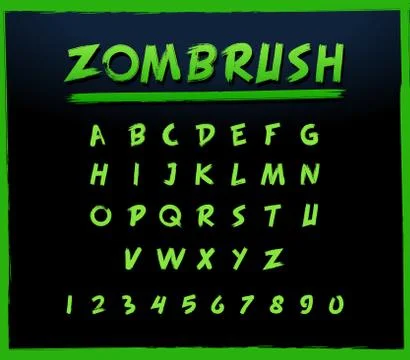 Zoombrush green font. Vector Typography Stock Illustration