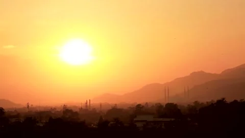 Zoomed long shot of faisal misque Islamabad pakistan at sunset Stock Footage 199278427