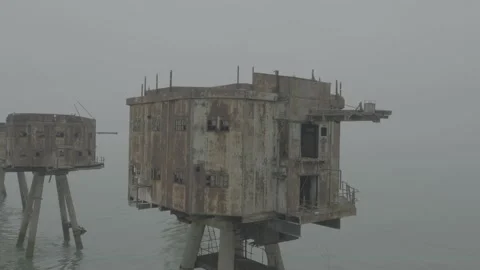 Zoomed Out View Drone Recording of Red Sands Fort, Daytime, 4K/25F Stock Footage 172069602