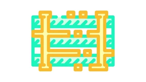 Zoomed pcb layers stack color icon animation Video stock 327256437