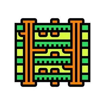 Zoomed pcb layers stack color icon vector illustration Stock Illustration