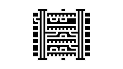 Zoomed pcb layers stack glyph icon animation Video stock 326139098