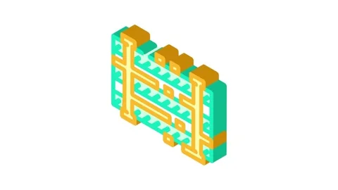 Zoomed pcb layers stack isometric icon animation Video stock 327275357