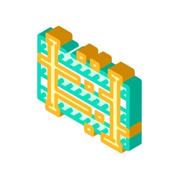 Zoomed pcb layers stack isometric icon vector illustration Illustrazione stock