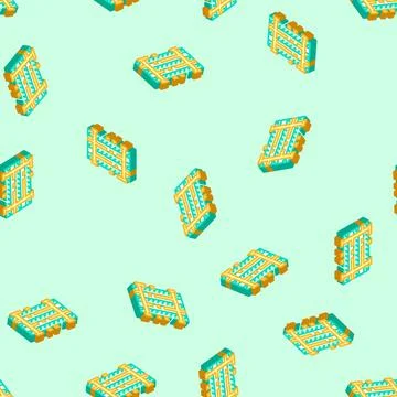 Zoomed pcb layers stack isometric icon seamless pattern Stock Illustration