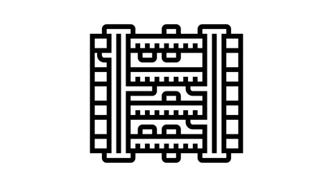 Zoomed pcb layers stack line icon animation Video stock 326120941