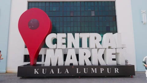 Zoomed View of Central Market Kuala Lumpur Landmark Sign Stock Footage 346297015
