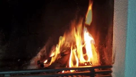 ZoomIn to the fire in fireplace Stock Footage 84720564