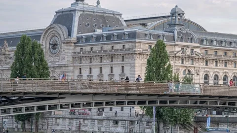 Zooming on the clock at Orsay Museum, Concept of time that passes Stock Footage 164294036