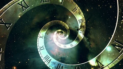 Zooming in Cosmic Infinity Clock with Roman Numerals Version 1 Green Stock Footage 74137163