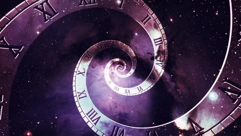 Zooming in Cosmic Infinity Clock with Roman Numerals Version 1 Purple Red Stock Footage 74262455