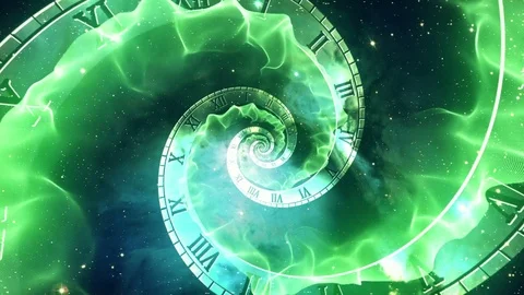 Zooming in Cosmic Infinity Clock with Roman Numerals Version 2 Green Stock Footage 74276044